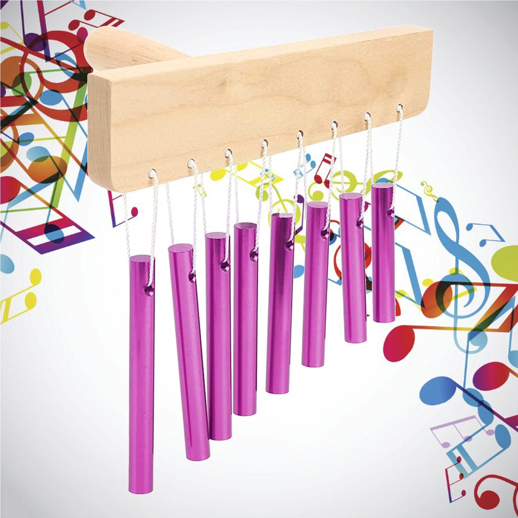 Childrens Toy 1 Set Bar Chimes 8 Tone Hand Bell with Knocker Metal Windchime Chimes Bells Hand Held Bar Chime with Cord