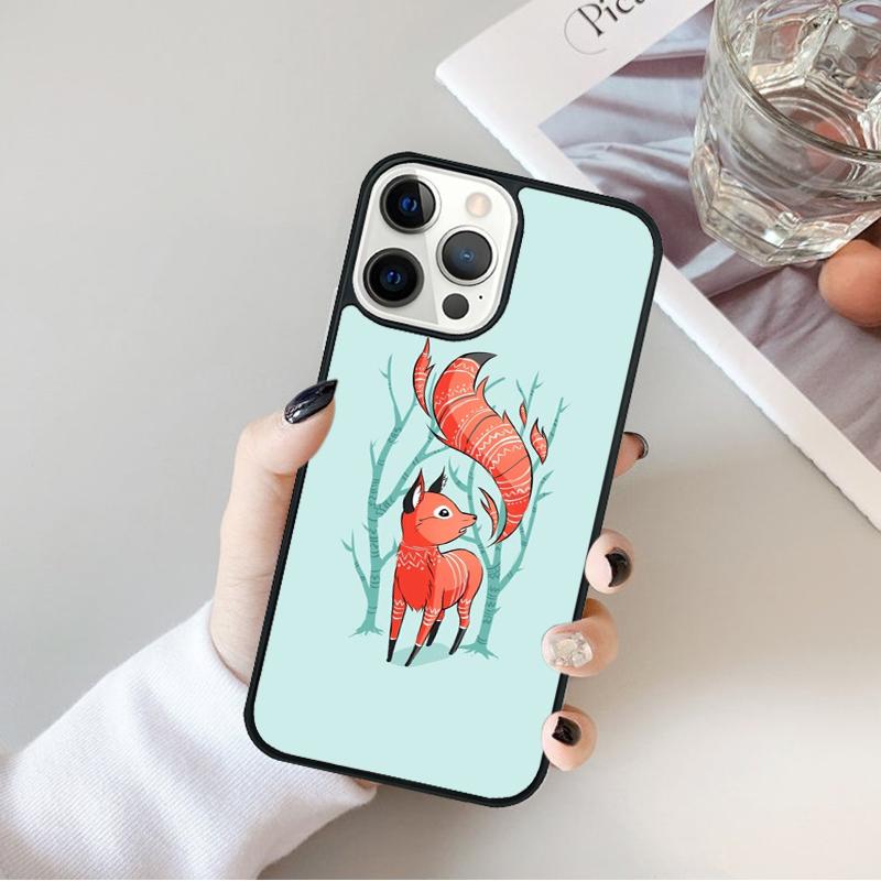 Red Fox Pattern Phone Case For iPhone 17 Air 16 15 14 Max Plus 11 12 13 Pro Max Phone Cover coque