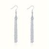 Long String Sassel Earrings Silvery Color Alloy Eardrop Accessory for Daily Occasions Perfect Jewelry  For Women Causal Decor