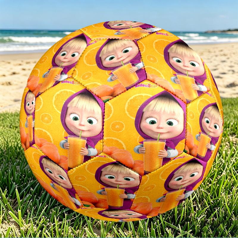 Pallone da Calcio Masha e Orso Stampa Taglia 5, Pallone da Calcio in PU Resistente all'Usura per Partite, Allenamenti e Pratica Quotidiana, Regalo di Compleanno per Appassionati di Calcio