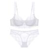 [Guoeappa] Alluring See-Through Lingerie Lace Bra and Panties Set Sexy Unpadded Sheer Thin Women's Underwear Set (White, 70B)