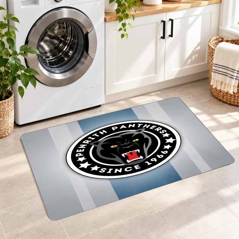 Flannel Kitchen Mat Penrith Panthers Soft Area Rug Non Slip Floor Carpet Home Decoration