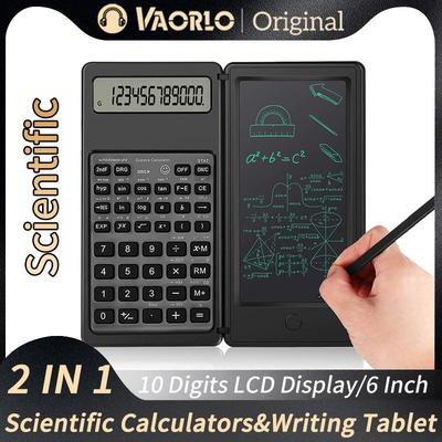 2-in-1 Faltbarer wissenschaftlicher Taschenrechner und 6-Zoll-Schreibtafel mit 10-stelligem LCD-Display für College-Bürostudenten, Lehrer und Buchhalter
