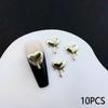 10Pcs/Bag Alloy Lava Love Nail Art Jewelry Gold Silver 3D Diy Nails Accessories Professional Supplies Metallic Heart Decorations