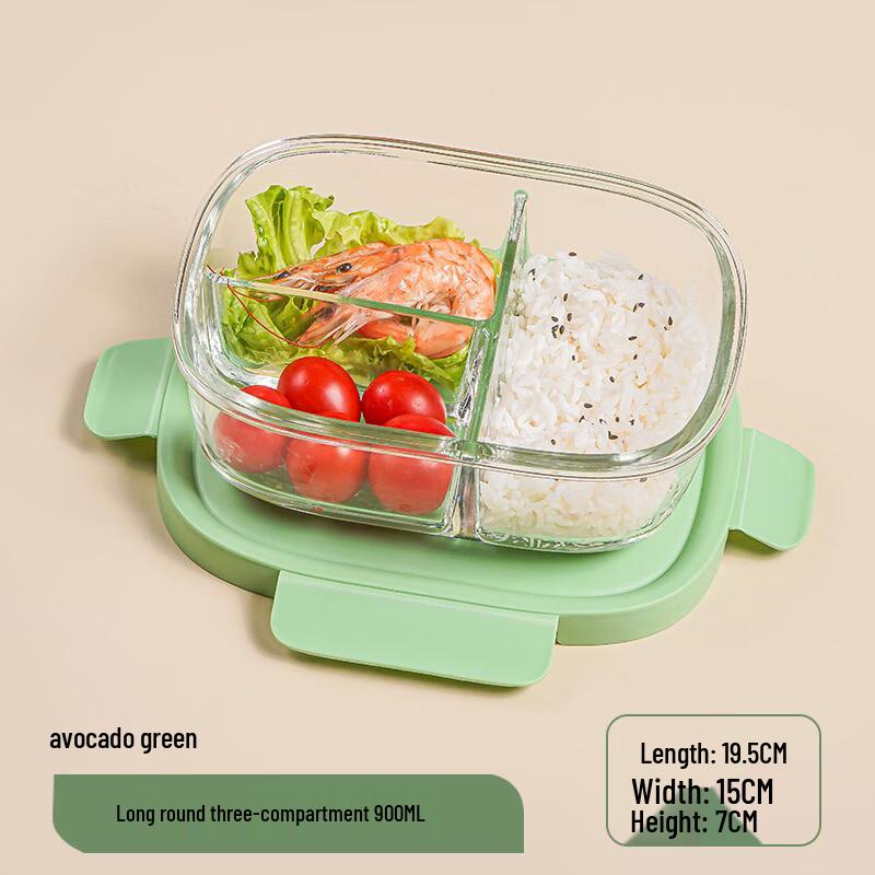 Ruhan High Borosilicate Glass 3-Compartment Food Storage Bowl Set