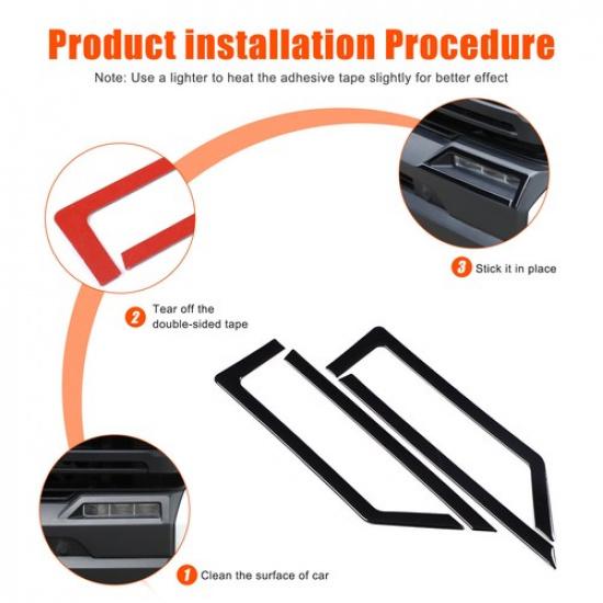 Glossy Piano Black Front Fog Light Trim Strip Sticker For Toyota Tundra +