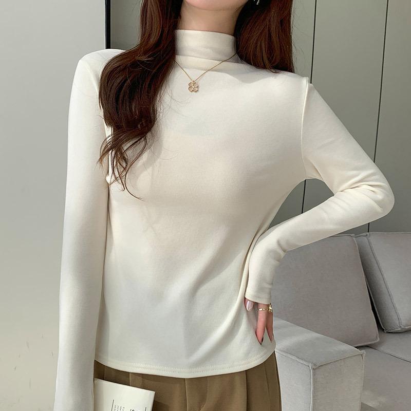 55 Lyocell semi-turtleneck women's season new warm and slim T-shirt