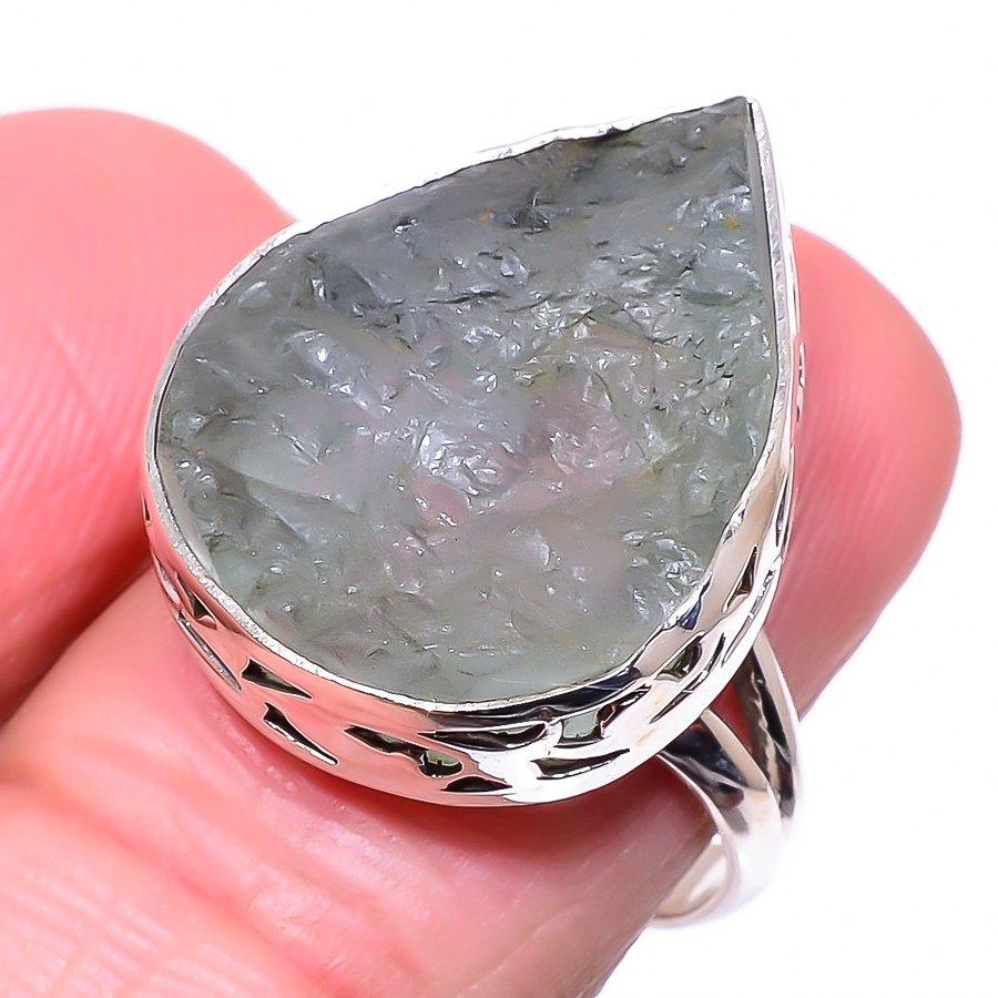 

Подарочное кольцо из чистого серебра 925 пробы с натуральным аквамарином S.8 t9D10