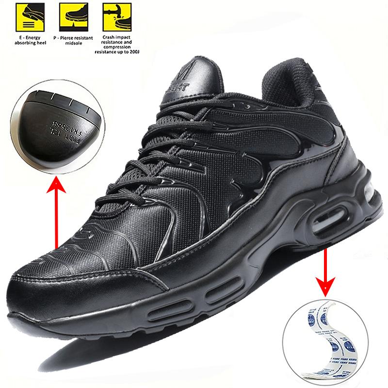 Men's Steel Toe Work Boots Water Resistant Safety Shoes Lightweight Anti-Smash Construction Workwear Breathable Hiking Sneaker