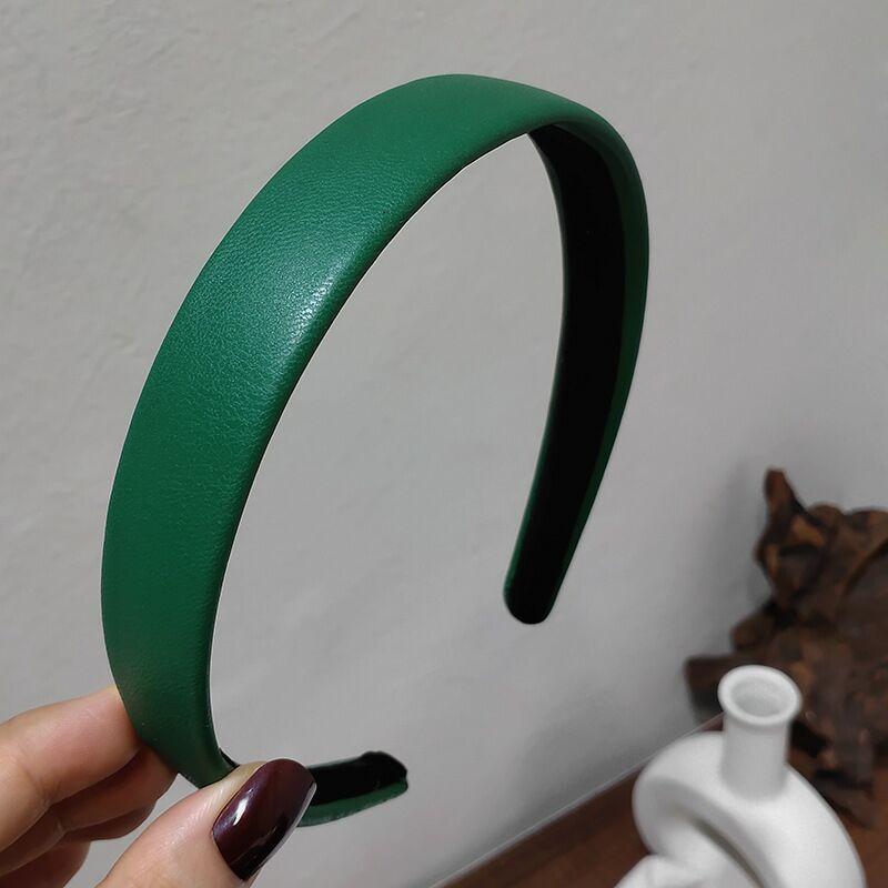 Ruoshui Vintage Pu Leer Haarband Effen Bezel Hoofdband Hoep Meisjes Antislip Turban Mode Haaraccessoires groen