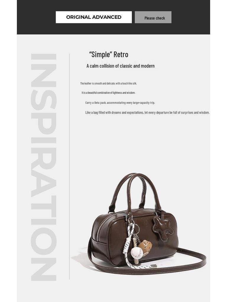 Niche Beta Women's Retro Bowling Bag Collection - 2024 Autumn/Winter Boston Shoulder Crossbody Handbag