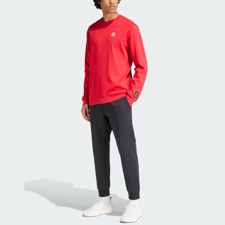 Adidas FW23 Chinese New Year Dragon Series Manchester United Traditional Paper-Cut Football Logo Crew Neck Sweatshirt Men Sweatshirt Red IW9306