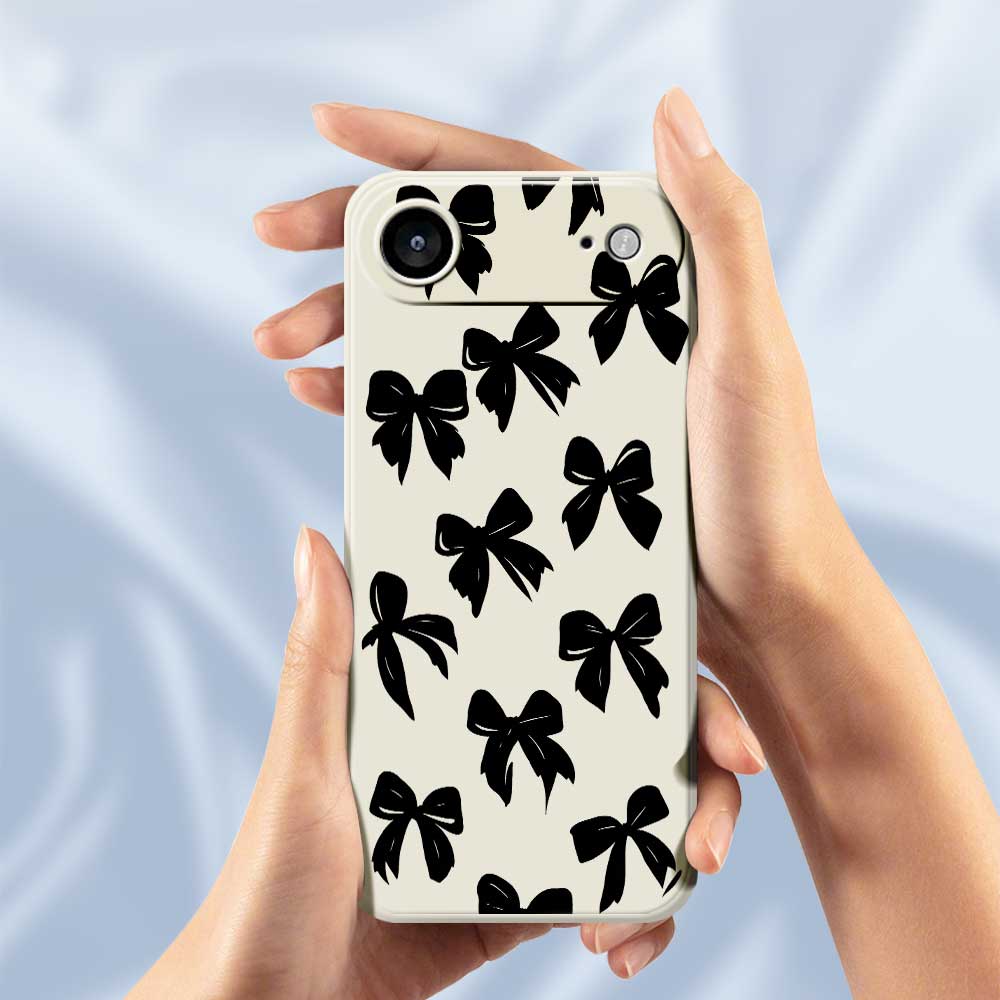 For iPhone 17 Air Case Black Bow Pattern Printing Straight Edge TPU Phone Back Cover