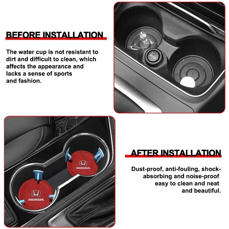 2025 Hot 2Pcs Car Coaster Water Cup Bottle Holder Mat Anti-slip Pad Accessories For Honda Civci Prelude FIT City CRZ CRX Jazz D