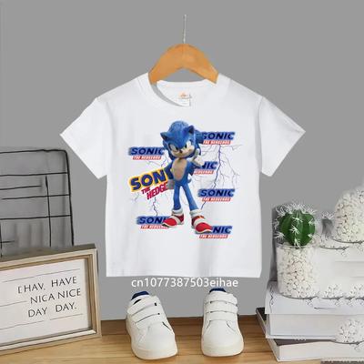 Sonic Popular Anime Merch Kids Round Neck Short Sleeve T Shirt Summer Casual Fashion Comfortable Breathable Daily Wear