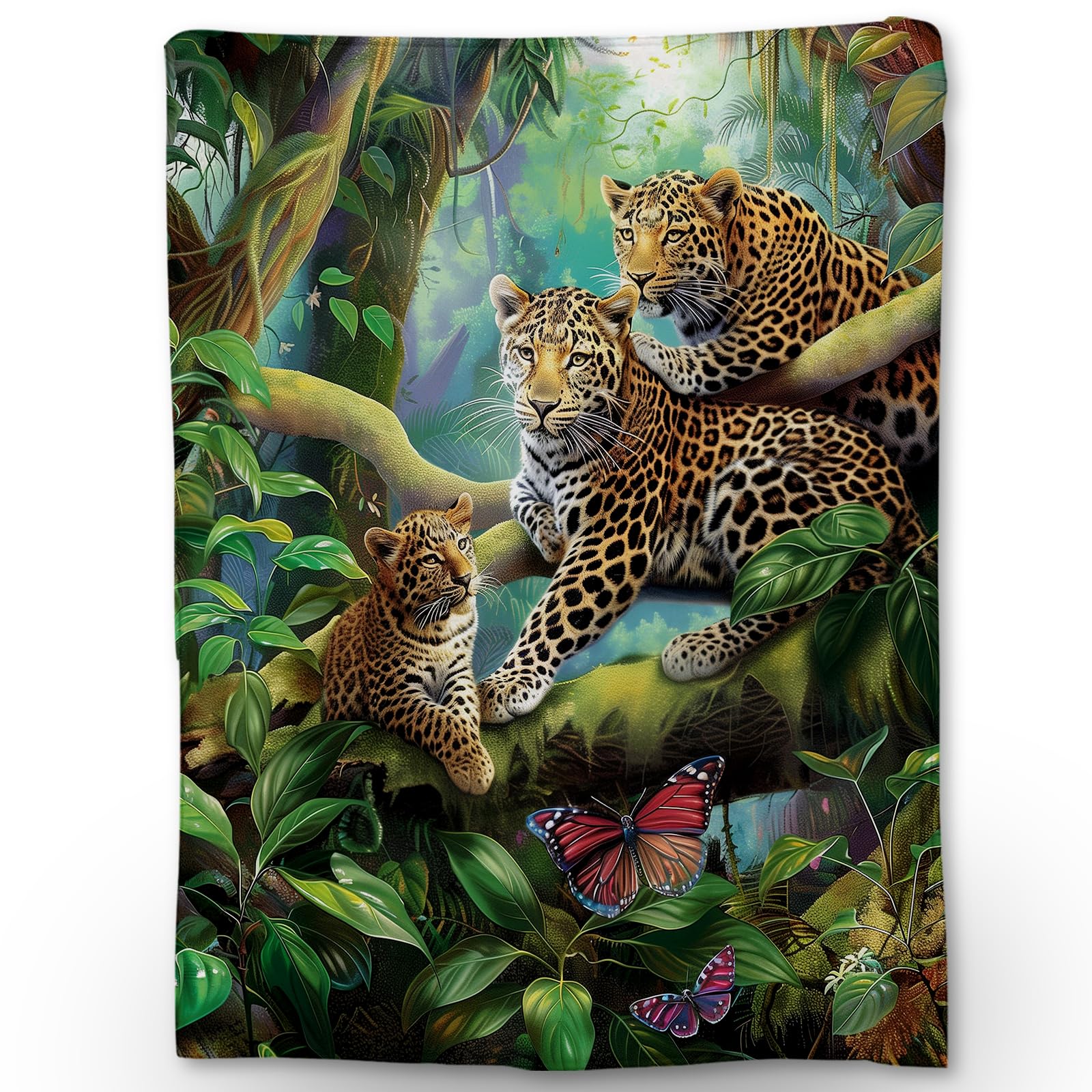 

Cute Leopard Blanket, Soft Cozy Fuzzy Flannel Throw Blanket Gift for Adults Kids, Wildlife Blanket for Couch Bed Travel Camping 75x90cm