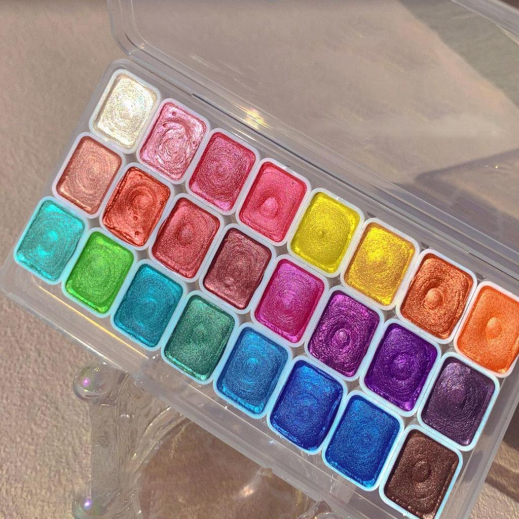 20/24 Colors Watercolor Paint Set Seamless Blending High Transparency Fine Pigment Distribution Natural Gum Portable Palette