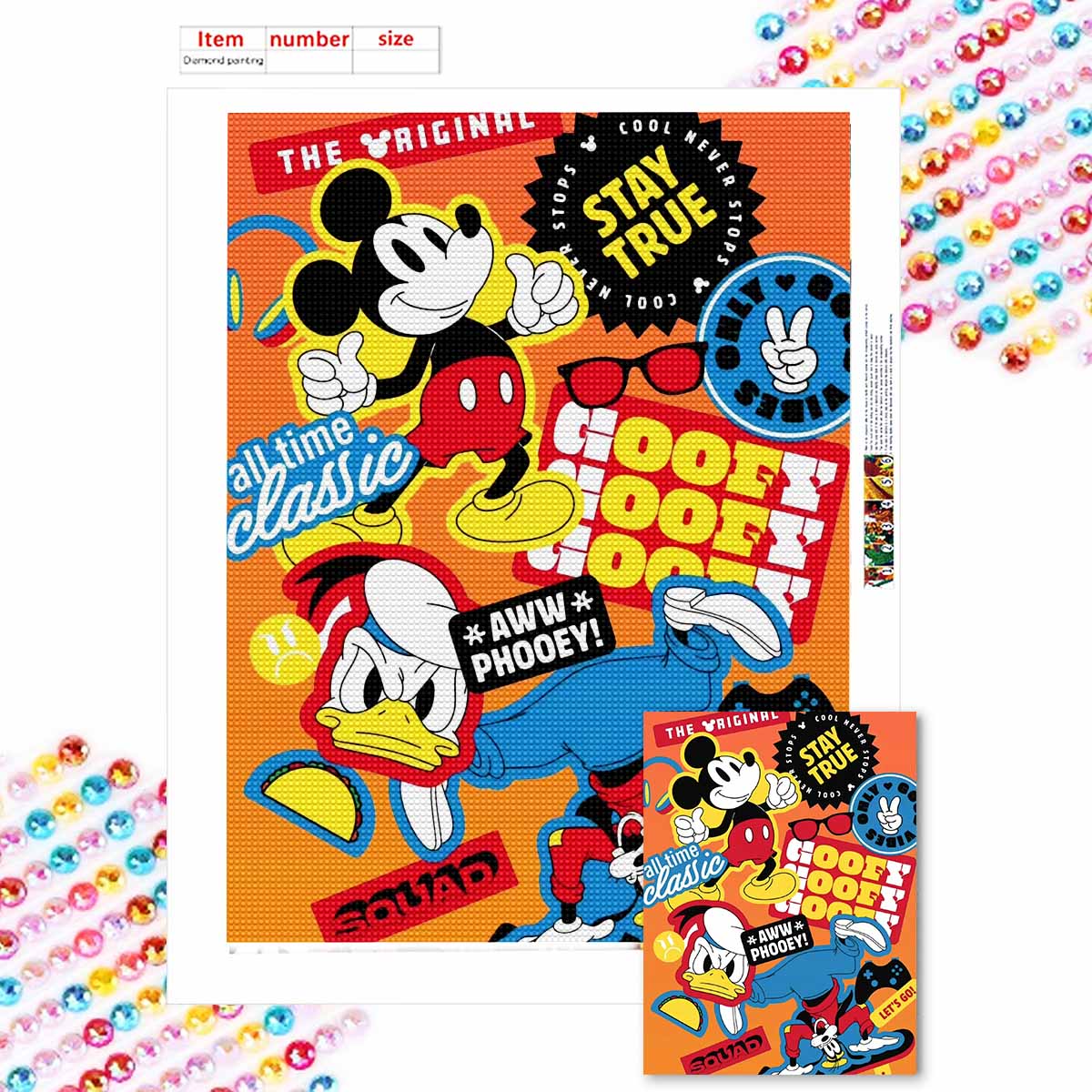 

Алмазная живопись своими руками Минни и Дональд Дак Набор для вышивания крестом Мозаичное искусство Алмазная живопись Полный круглый алмаз Домашнее украшение Round 20x30cm