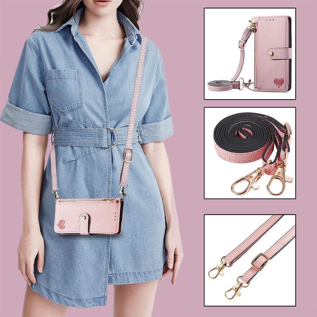 Crossbody Zipper Wallet Card Solt Leather Case for iPhone 14 Pro Max 15 11 12 13 X XS XR 7 8 Plus RFID Strap Lanyard Purse Cover