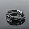 Stainless Steel Leather Bracelet, European and American Style, Stainless Steel Curved Brand, PU Leather Woven Men's Bracelet, Men's Bracelet