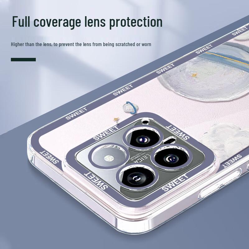 Husă de telefon Xiaomi 14 Pictură în ulei Lună Transparentă Silicon Moale