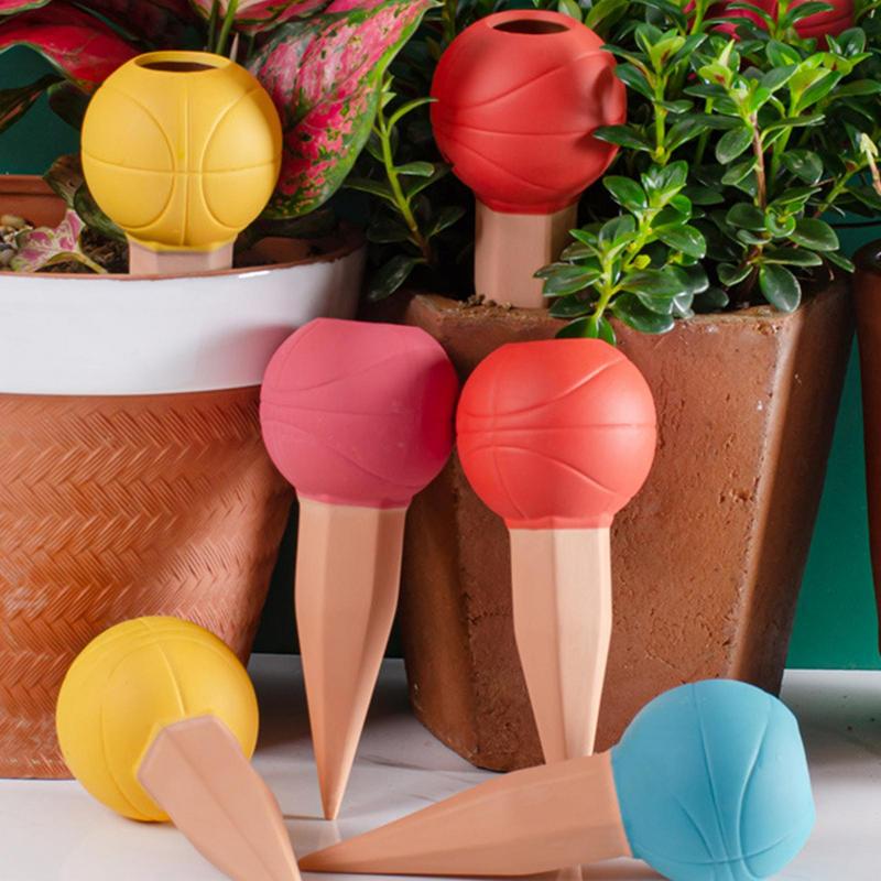 Coni per Irrigazione a Forma di Pallacanestro Pali Auto-Irriganti Per Piante 4 PZ Spikes per Irrigazione in Terracotta Rilascio Lento Automatico