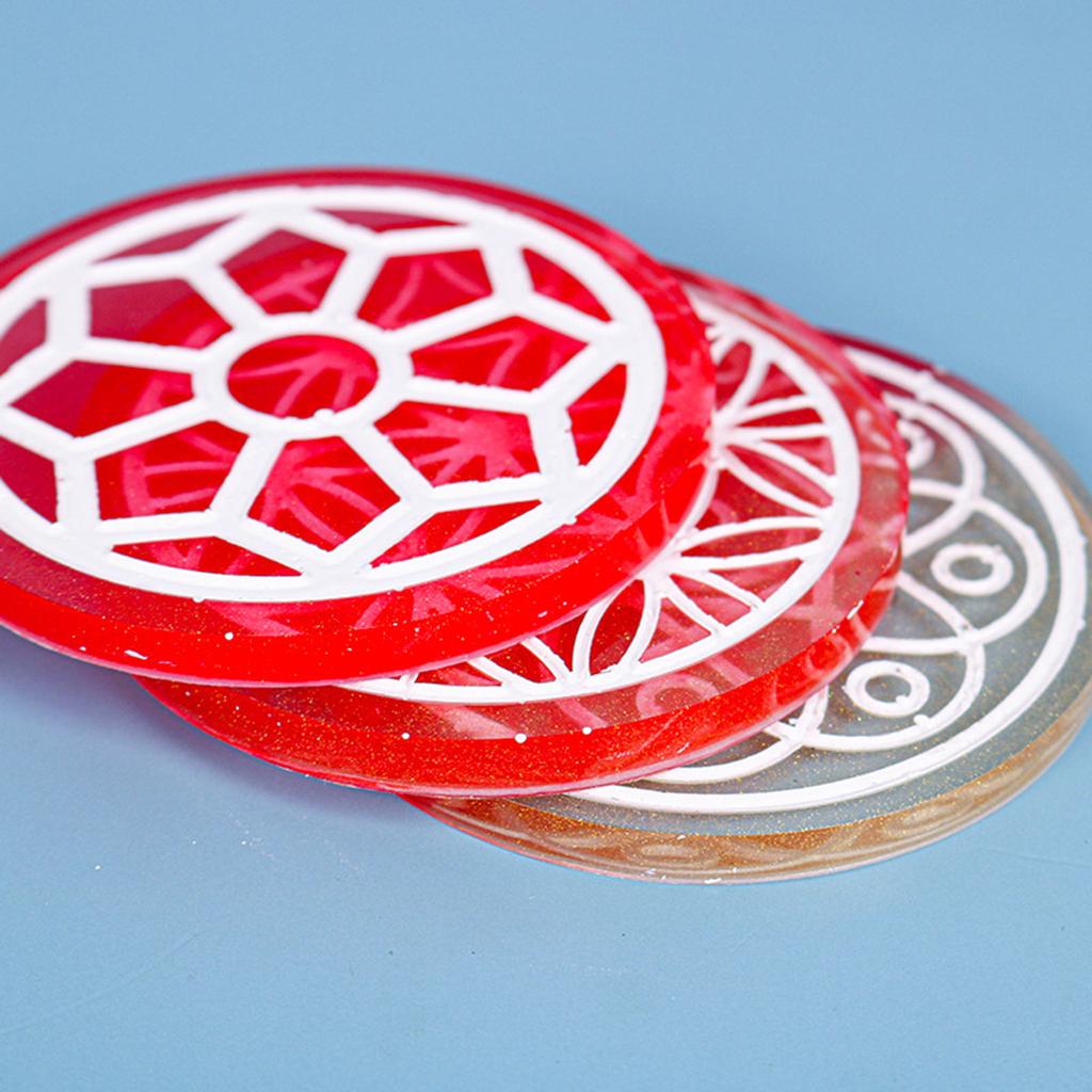 1/3x Deep Round Coaster Molds Resin Coaster Silicone Molds Silicone Flower Pattern Coaster Epoxy Casting Mold DIY Tool