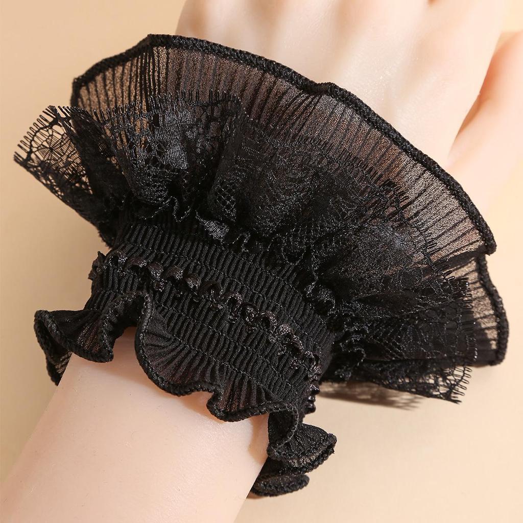 Women's Lace Mesh Cap Sleeves with Extended Bell Sleeve Cuffs