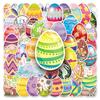 50 Easter Egg Stickers Colored Cartoon Graffiti Waterproof Decorative Hand Ledger