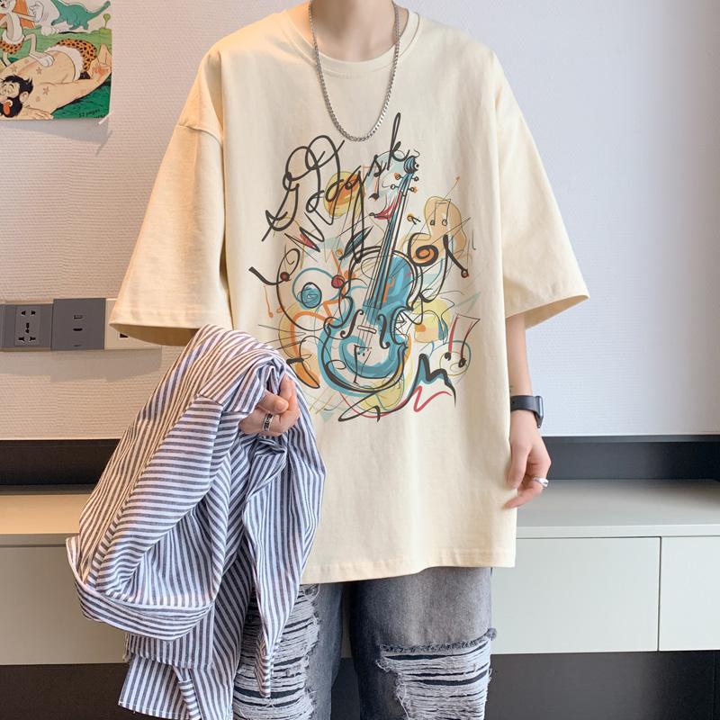 Unisexs Cotton Tshirts White 5XL Unisexs Oversized T Shirt Summer Casual Wear Artistic Illustration Print Tee Shirts for Unisex Clothes