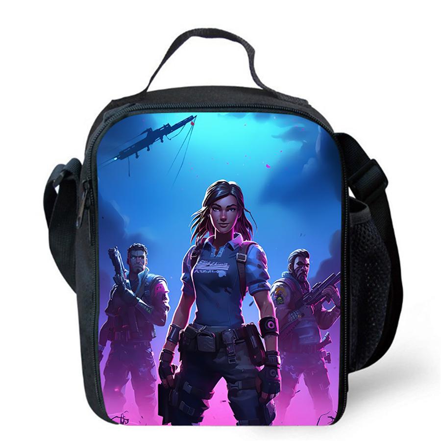 Cartoon FORTNITE Insulated Cooler Lunch Bag Cute Portable Lightweight Picnic Bag for Boys & Girls Age 5-10 Kids Daily Food Bag