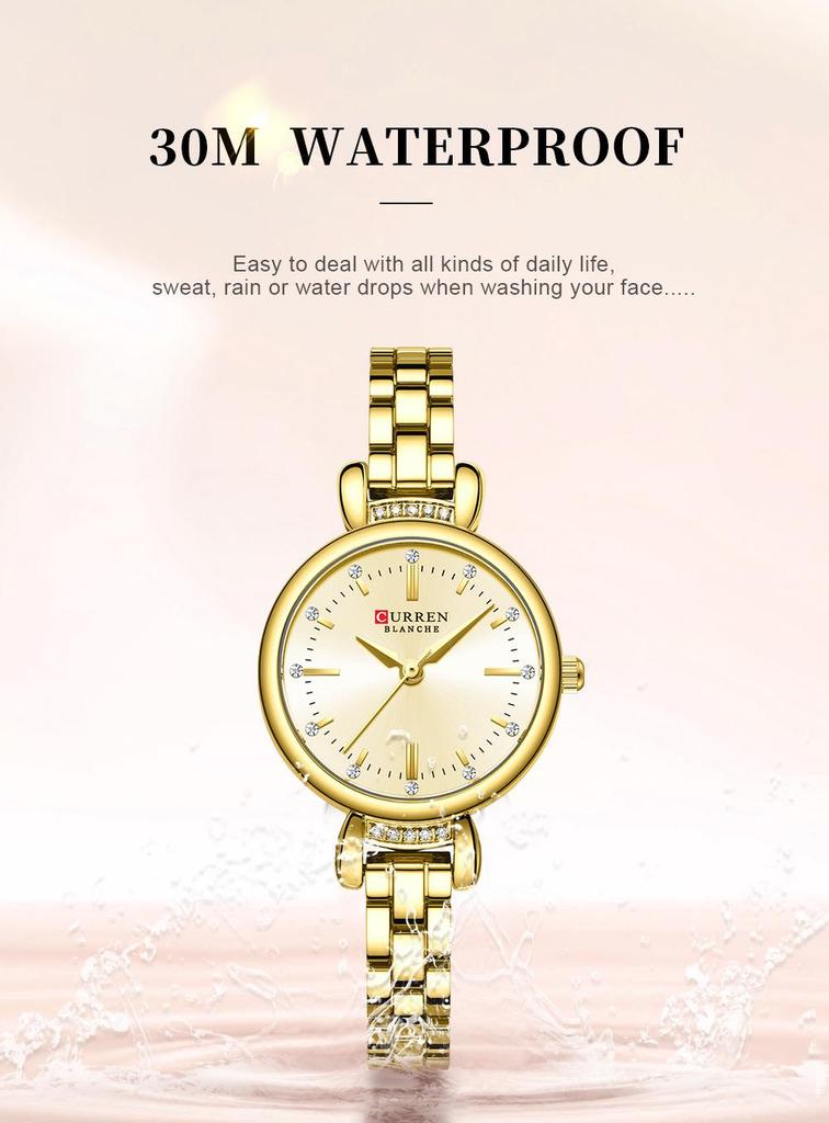 CURREN 9098 Women's Rhinestone Chain Waterproof Bracelet Watch