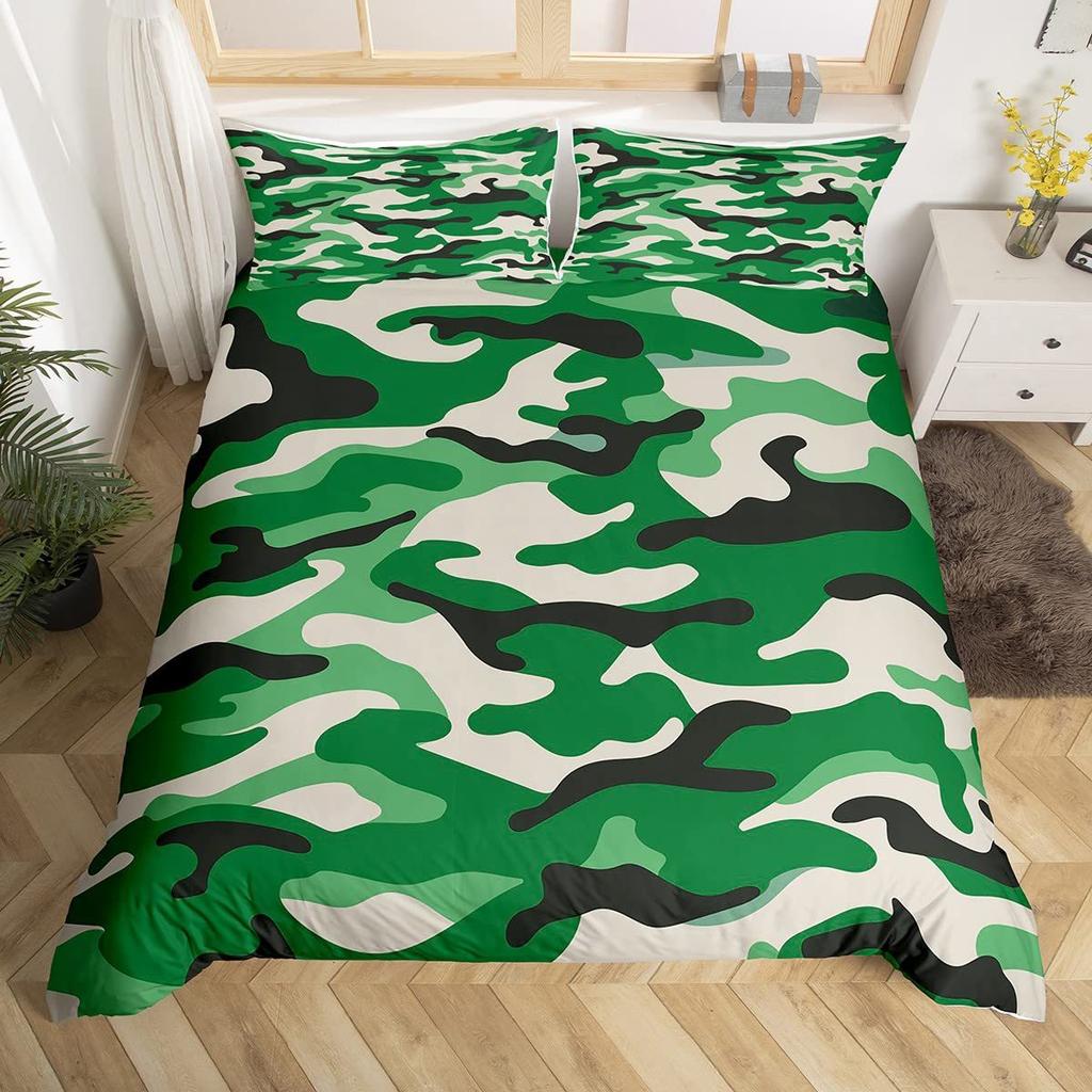 Red Camouflage Pattern Duvet Set Three-Piece Set Bedding Bedroom Decoration
