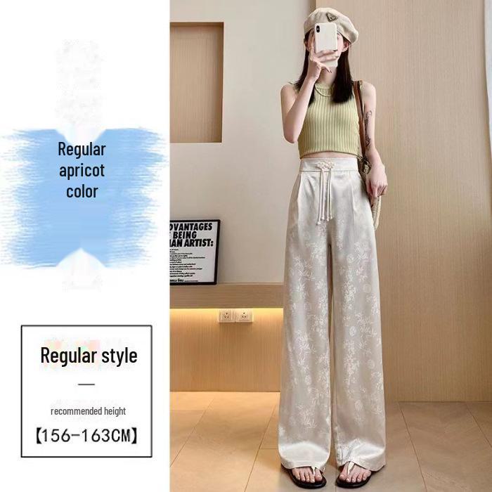 

Весна/Лето 2024 Женские брюки с высокой талией из атласного жаккарда с широкими штанинами M