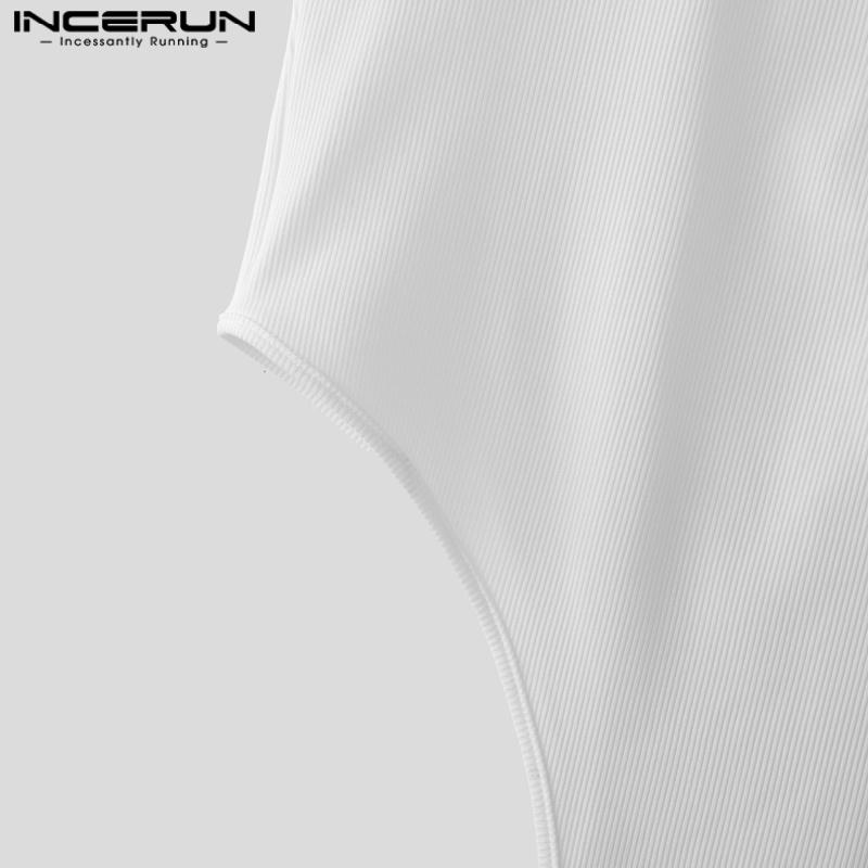 INCERUN Men Underwear U Neck Sleeveless Rib Fitted Leotard Jumpsuits
