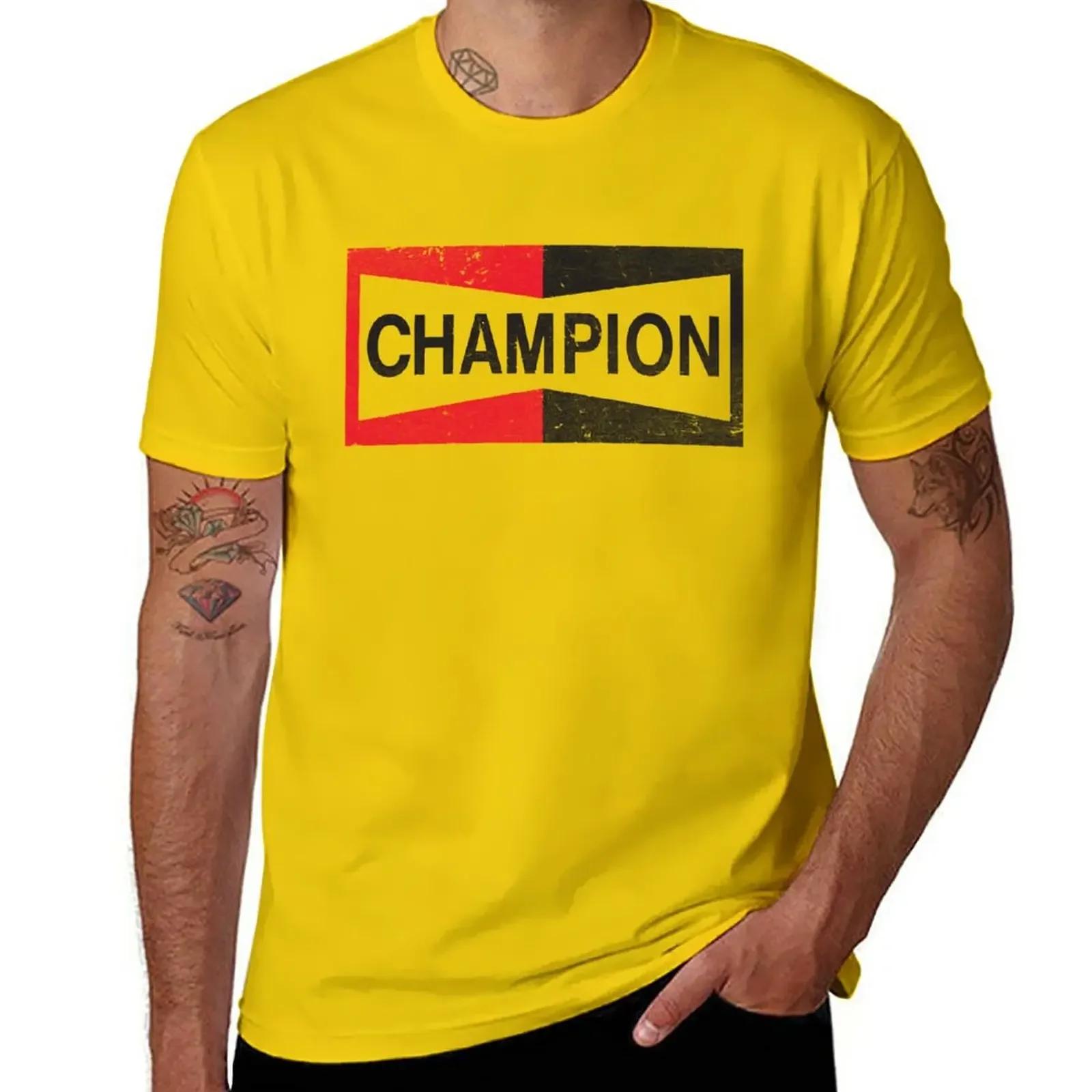 

CHAMPION - Свічка запалювання Ретро зі потертим логотипом - Футболка Cl з коротким рукавом Нове видання приталені футболки для чоловіків L