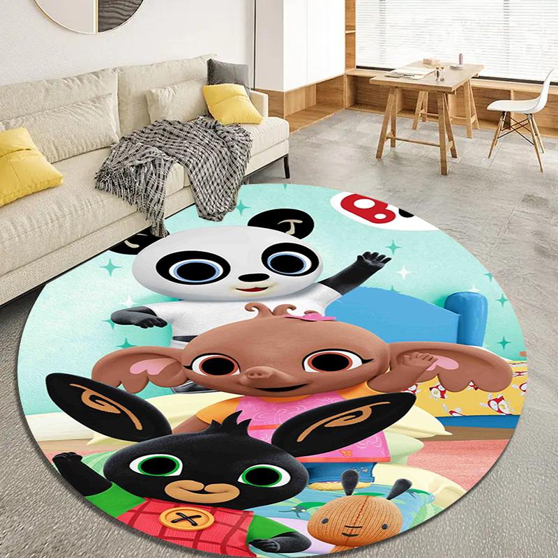 Bing Bunny Round Area Rug,Carpet Rug for Living Room Bedroom Sofa Playroom Decor,Non-slip Floor Mat37