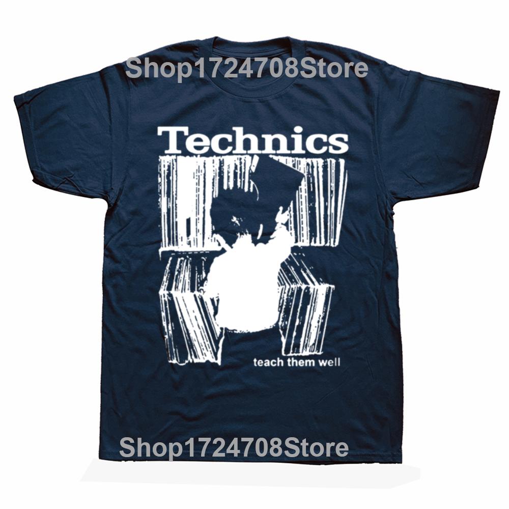Zabawna Koszulka Technics Dziecko Naucz Ich Dobrze Dj Muzyka Grafika Moda Męska Codzienna Koszulka 100% Bawełna Luźna Oversize Koszulka