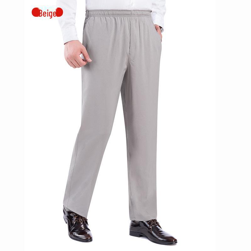 Breathable Elastic Waist Silk-Like Floral Casual Pants for Middle-Aged & Elderly