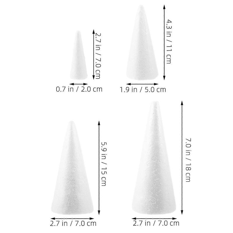 Schaumstoffkegel Weiße Schaumstoffkegel für Bastelarbeiten 8 Stück Dekorative Verwendung