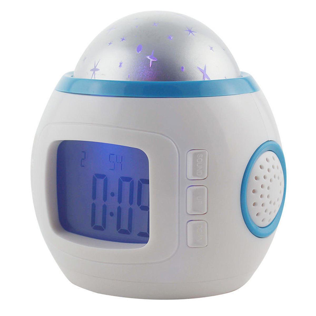 Цифровой будильник Звездный светодиодный проектор Ночник с отображением температуры, календаря, музыки Цифровой будильник для гостиной, детской комнаты