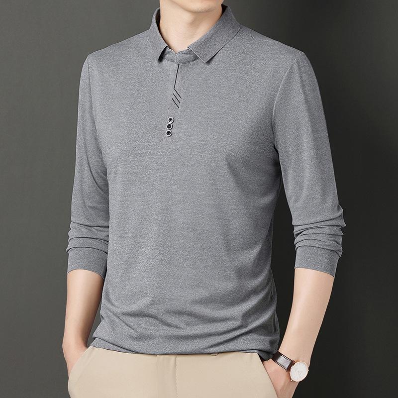 Men's Spring Long Sleeve Polo Shirt Lapel T-Shirt Men's Fashion Korean Edition Youth Leadership Top