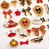 2pcs Stainless Steel Cartoon Enamel Bowknot Red Black High Heel Bone Pendant Necklace Earring Heart Charms Craft Jewelry Making
