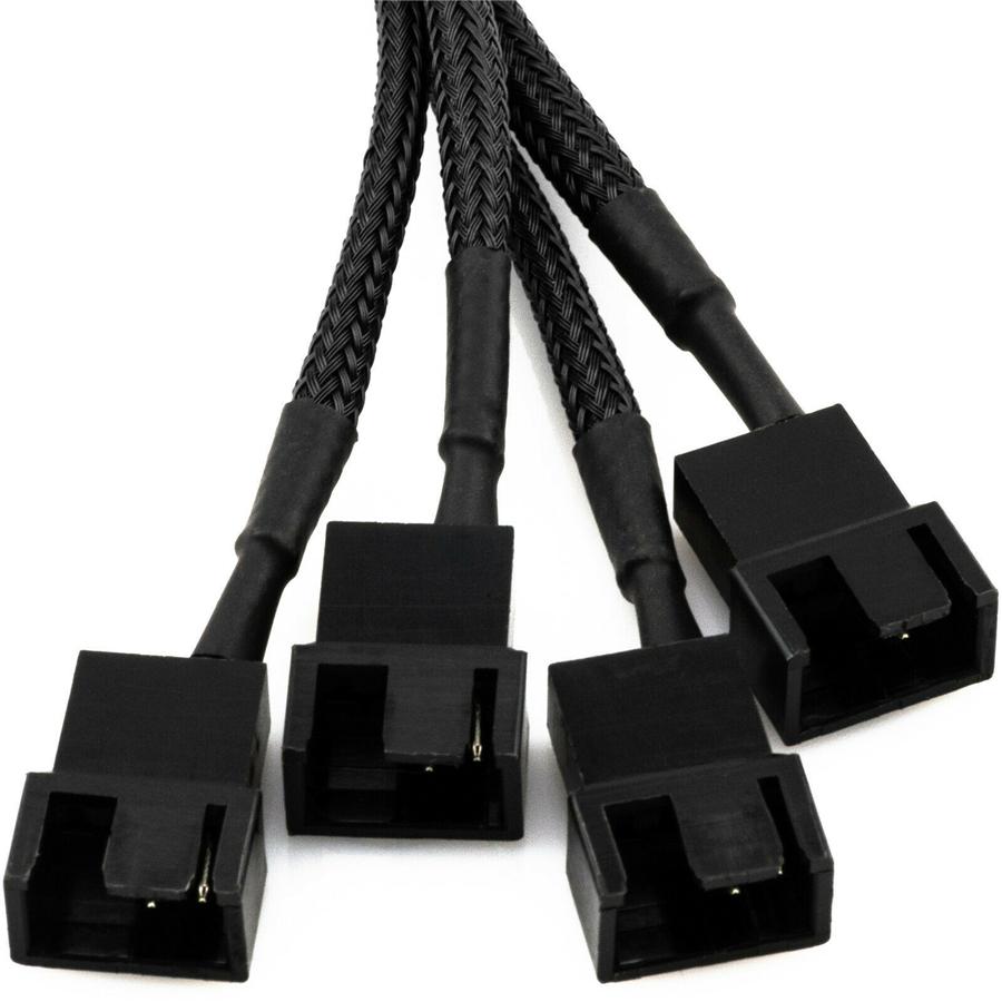 5Pcs 15-Pin Male SATA to 4 Fan 12V Sleeved Power Adapter Cable 11" /27cm  Length