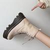 Women's Boots Platform Footwear With Laces Shoes For Woman Half High Mid Calf Lace-up Pink Work Quality On Offer Chic Point Hot
