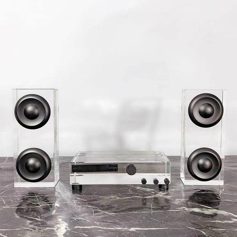 Modern Music Theme Crystal Audio Amplifier Combination Ornaments Model Room Sales Office Living Room Desktop Light Luxury Accessories