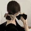 Black Satin Bow Headband & Scrunchie: Elastic Ribbon Hair Accessory for Women