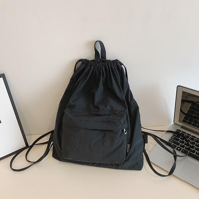 Schoolbag nylon drawstring new bundle bag pocket backpack lightweight large capacity urban simple double shoulder casual women's bag