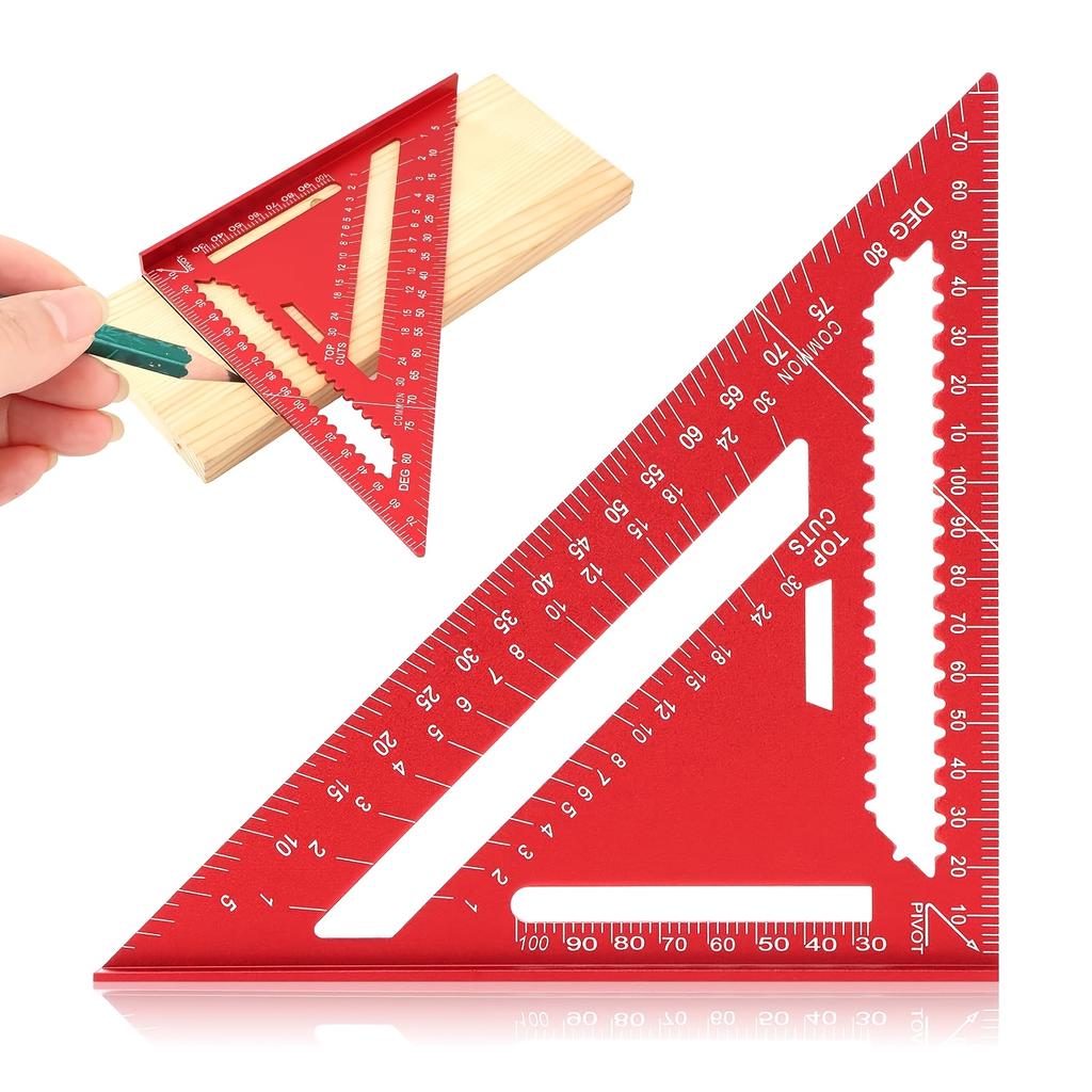 Aluminum Alloy Rafter Square, Metric Scale Angle Drawing Carpenter Measuring Layout Tool, 0-90° Protractor Cast Protractor