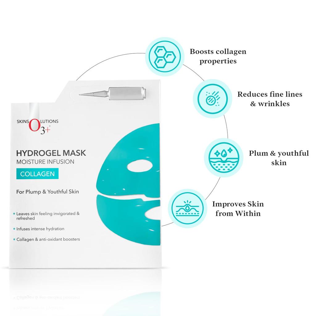O3+ Kollagen Hydrogel Gesichtsmaske 50g+2ml für Hydratisierte, Straffe, Strahlende & Pralle Haut Spa-Behandlung